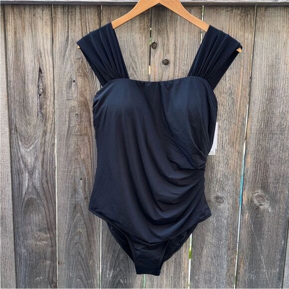 JANTZEN GLAMOUR ONE PIECE BLACK WOMENS SIZE 14 - Picture 3 of 10